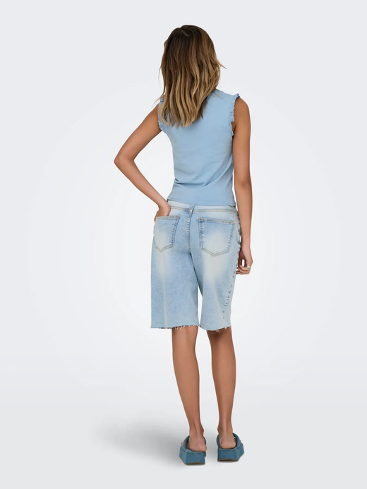 Camiseta sin mangas con detalle volantes Only Chambray Blue