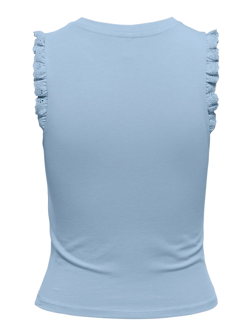 Camiseta sin mangas con detalle volantes Only Chambray Blue