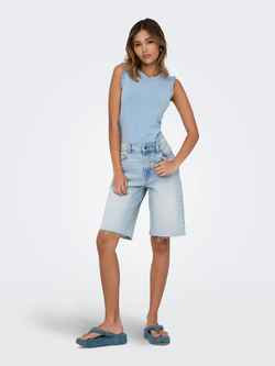 Camiseta sin mangas con detalle volantes Only Chambray Blue