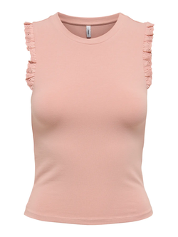 Camiseta sin mangas con detalle volantes Only Misty Rose