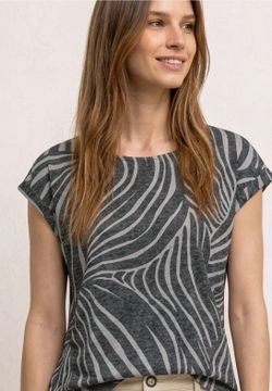 Camiseta sin mangas con estampado bicolor Street One Black