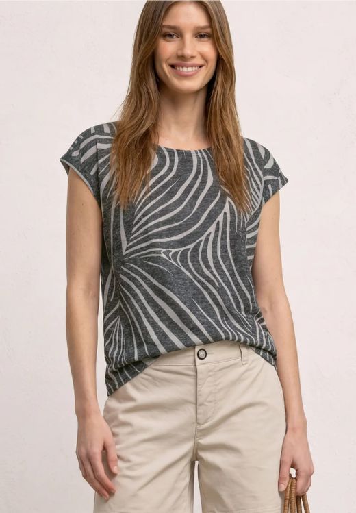 Camiseta sin mangas con estampado bicolor Street One Black