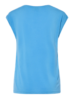 Camiseta s/m básica con cuello pico Pieces Azure Blue