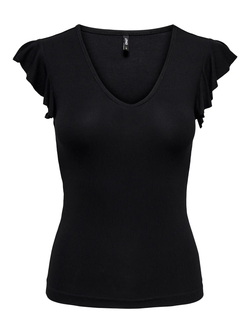 Camiseta s/m canalé con volantes Only Black