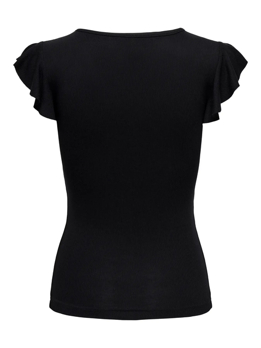 Camiseta s/m canalé con volantes Only Black