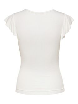 Camiseta s/m canalé con volantes Only Cloud Dancer