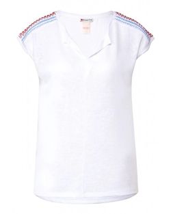 Camiseta s/m cenefa bordada hombros Street One White