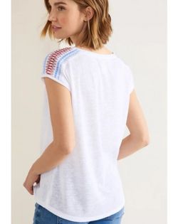 Camiseta s/m cenefa bordada hombros Street One White