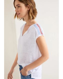 Camiseta s/m cenefa bordada hombros Street One White