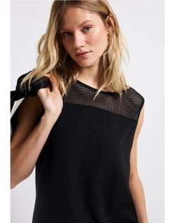 Camiseta s/m combinada rejilla Street One Black