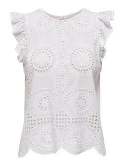 Camiseta s/m con bordados Only Bright White