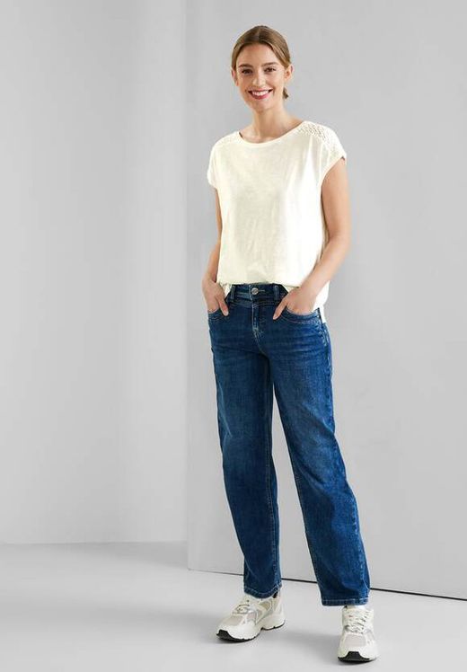 Camiseta s/m con detalle calado Street One Off White