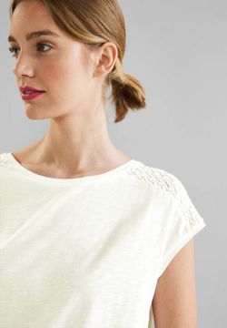 Camiseta s/m con detalle calado Street One Off White