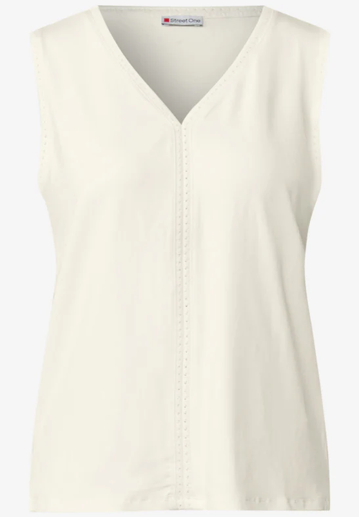 Camiseta s/m con detalle calado Street One Off White