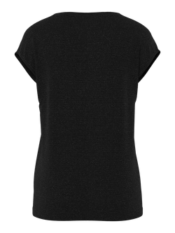 Camiseta s/m con detalle rayas difuminadas con efecto metalizado Pieces Black