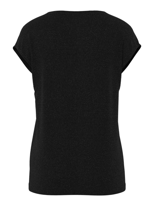 Camiseta s/m con detalle rayas difuminadas con efecto metalizado Pieces Black