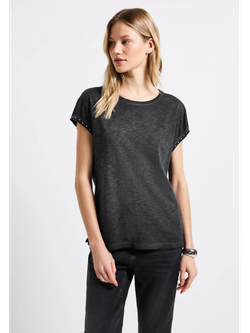 Camiseta s/m con detalle tachuelas Street One Dark Grey