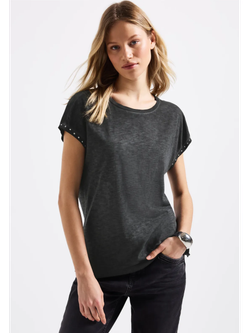 Camiseta s/m con detalle tachuelas Street One Dark Grey