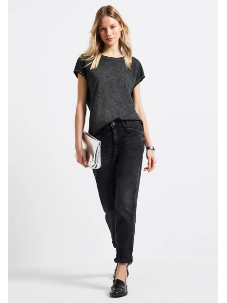 Camiseta s/m con detalle tachuelas Street One Dark Grey