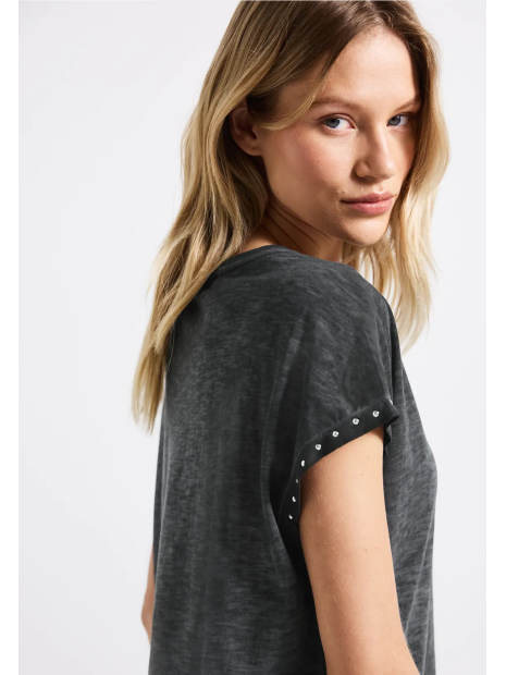 Camiseta s/m con detalle tachuelas Street One Dark Grey