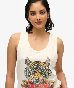 Camiseta s/m con print multicolor Superdry Off White