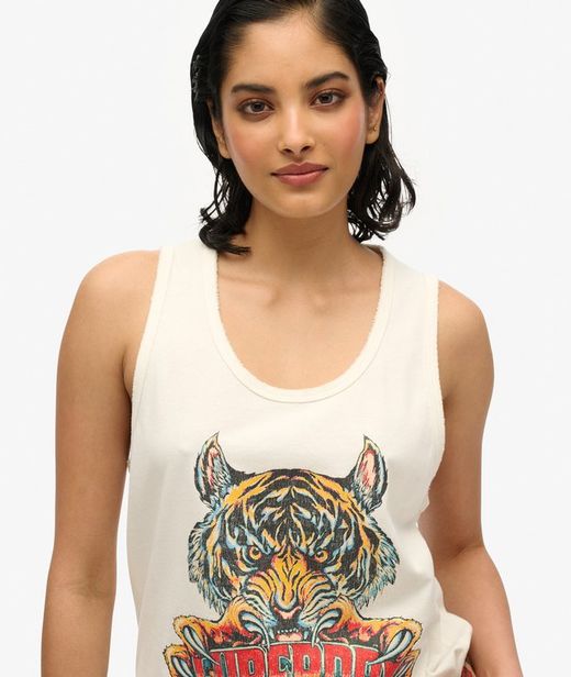 Camiseta s/m con print multicolor Superdry Off White