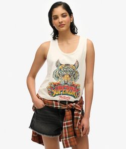 Camiseta s/m con print multicolor Superdry Off White