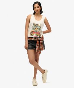 Camiseta s/m con print multicolor Superdry Off White