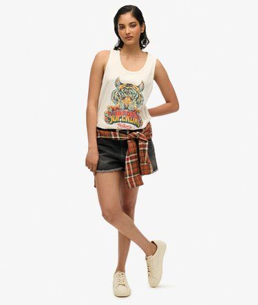 Camiseta s/m con print multicolor Superdry Off White