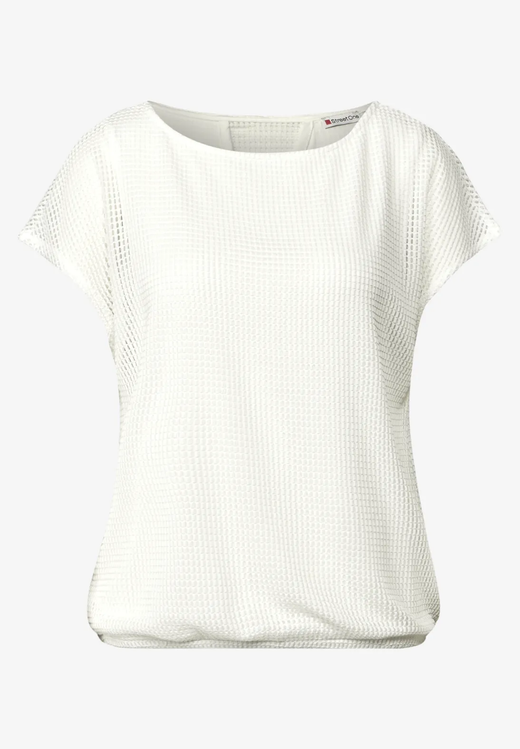 Camiseta s/m con punto rejilla Street One Off White