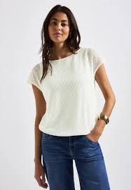 Camiseta s/m con punto rejilla Street One Off White