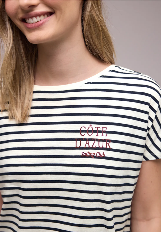 Camiseta s/m con rayas marineras Street One Shadow Blue