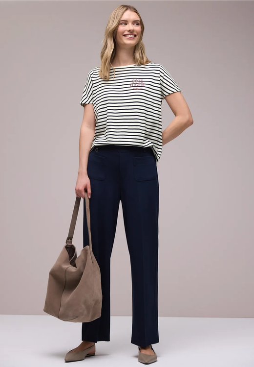 Camiseta s/m con rayas marineras Street One Shadow Blue