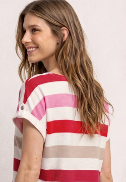 Camiseta s/m con rayas tricolor Street One Red