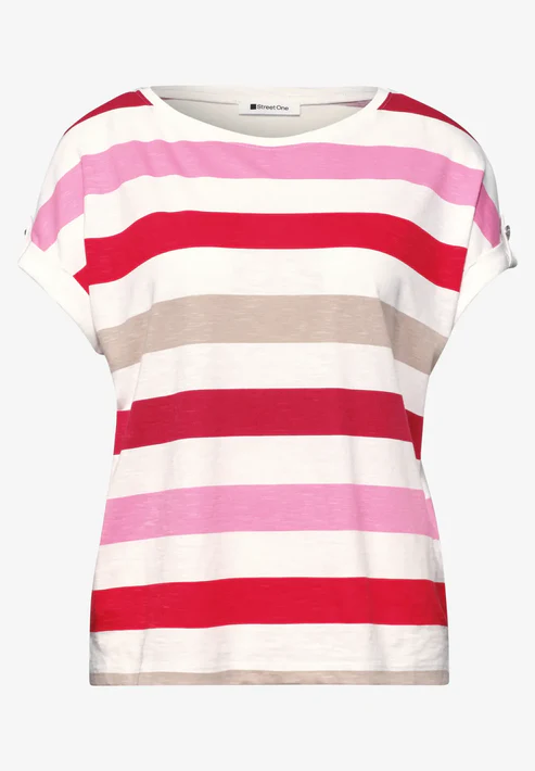 Camiseta s/m con rayas tricolor Street One Red