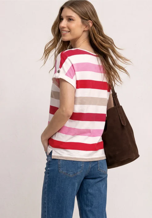 Camiseta s/m con rayas tricolor Street One Red