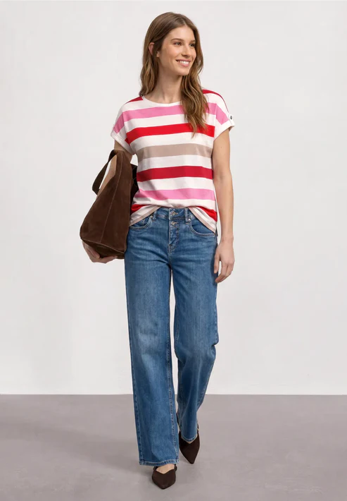 Camiseta s/m con rayas tricolor Street One Red