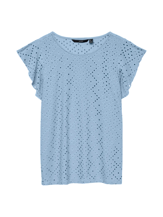Camiseta s/m con rombos calados Vero Moda Cashmere Blue