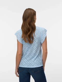 Camiseta s/m con rombos calados Vero Moda Cashmere Blue