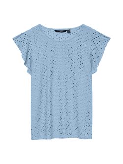 Camiseta s/m con rombos calados Vero Moda Cashmere Blue