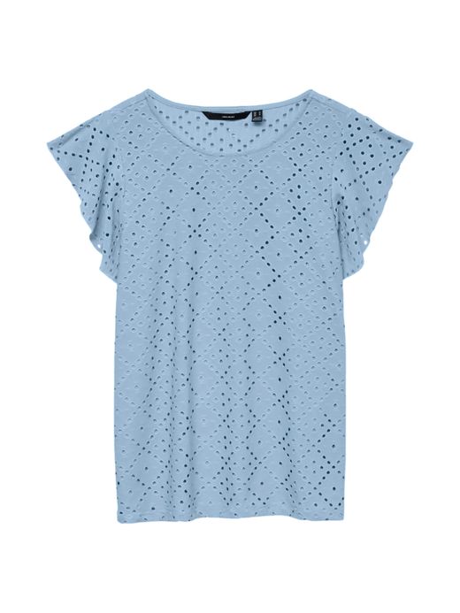 Camiseta s/m con rombos calados Vero Moda Cashmere Blue