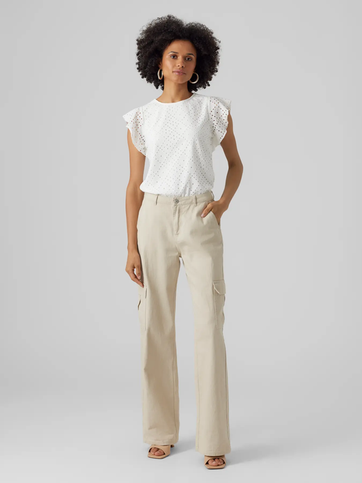 Camiseta s/m con rombos calados Vero Moda Snow White