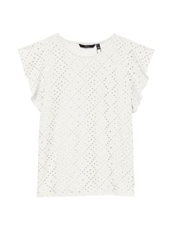 Camiseta s/m con rombos calados Vero Moda Snow White