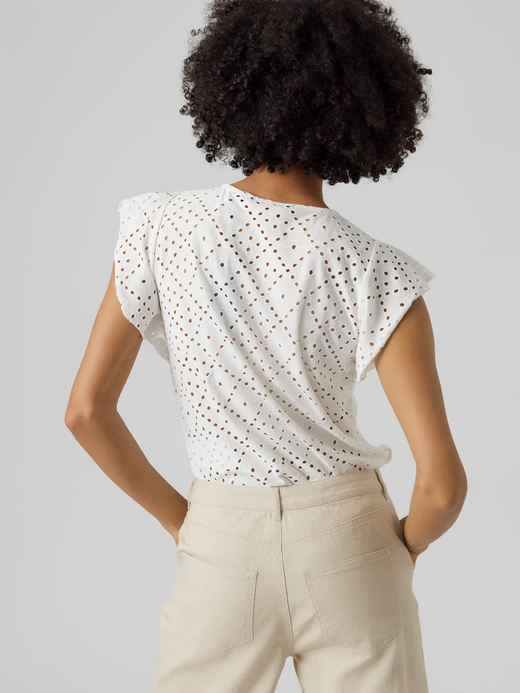 Camiseta s/m con rombos calados Vero Moda Snow White