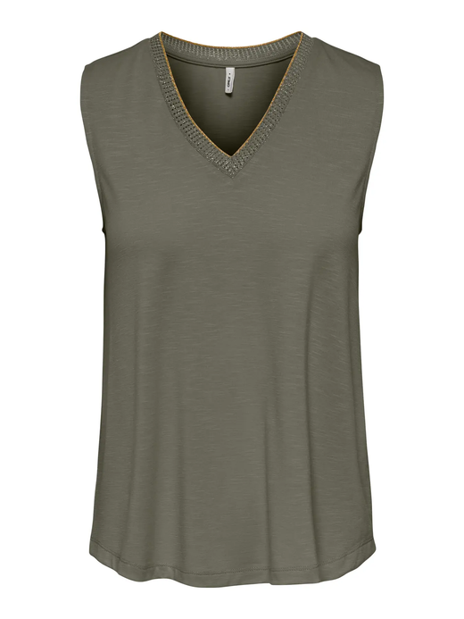 Camiseta s/m de cuello pico Only Olive Night