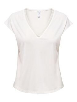 Camiseta s/m de cuello pico repuntes Only Cloud Dancer