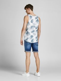 Camiseta tirantes con estampado hojas tropicales Jack & Jones Cloud Dancer