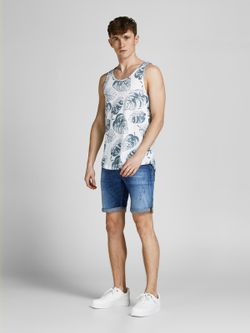 Camiseta tirantes con estampado hojas tropicales Jack & Jones Cloud Dancer
