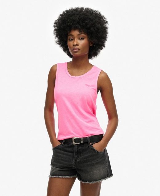 Camiseta de tirantes lisa Superdry Neon Pink