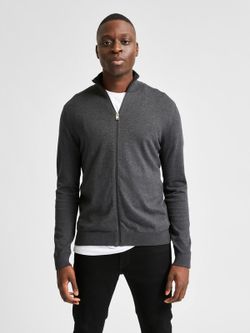 Cardigan básico con cremallera Selected Anthracite
